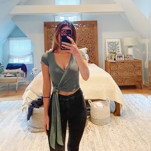 Urban Outfitters | Bailey Ribbed Wrap T-Shirt